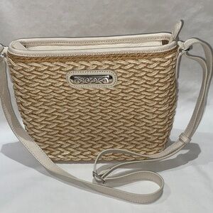 Brighton Woven Straw Crossbody with Cream Trim